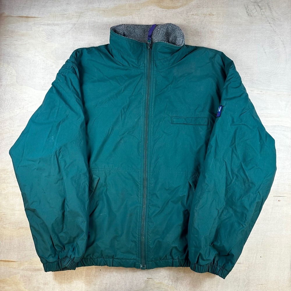 Vintage‎ Gap Mens XL Teal Green Fleece Lined Nylon Windbreaker Jacket Full Zip